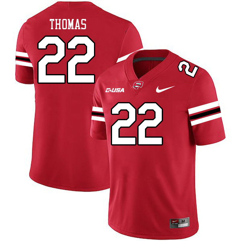 Western Kentucky Hilltoppers #22 Darius Thomas College Football Jerseys Stitched Sale-Red